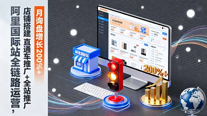 阿里国际站全链路运营，店铺搭建+直通车推广+全站推广，月询盘增长200%+-瀚洪创业网