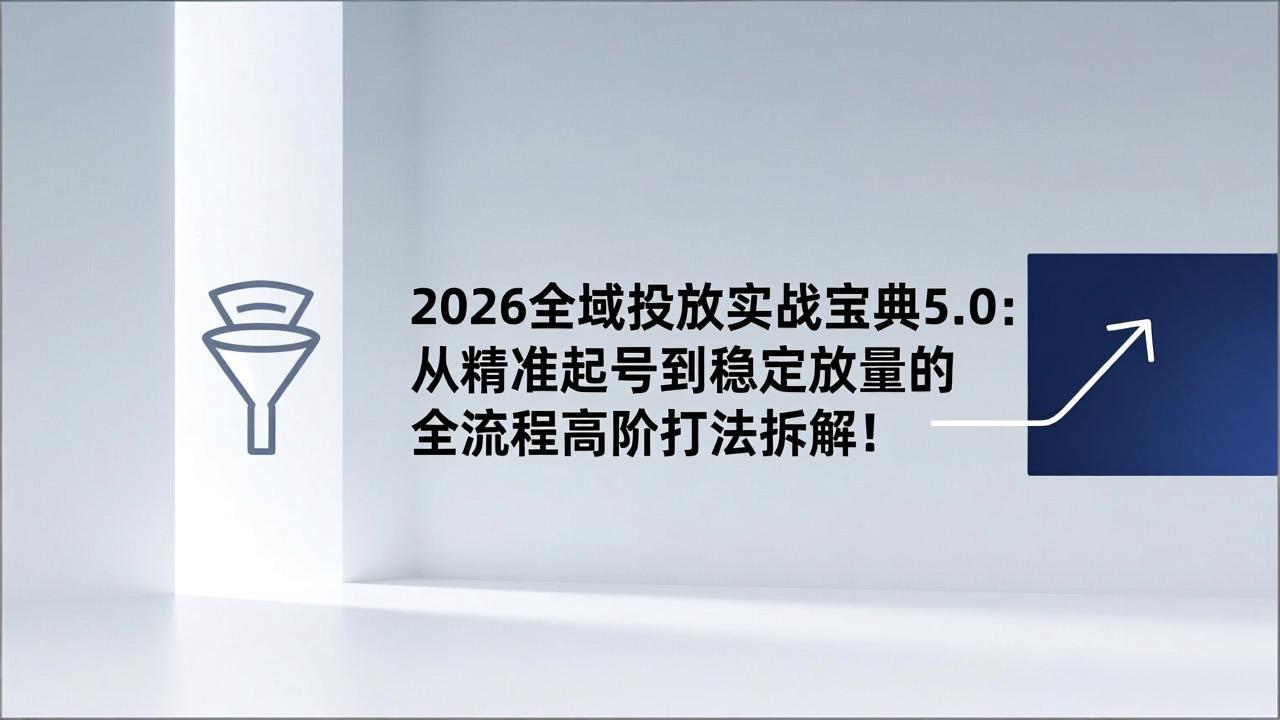 2026全域投放实战宝典5.0：从精准起号到稳定放量的全流程高阶打法拆解！-瀚洪创业网