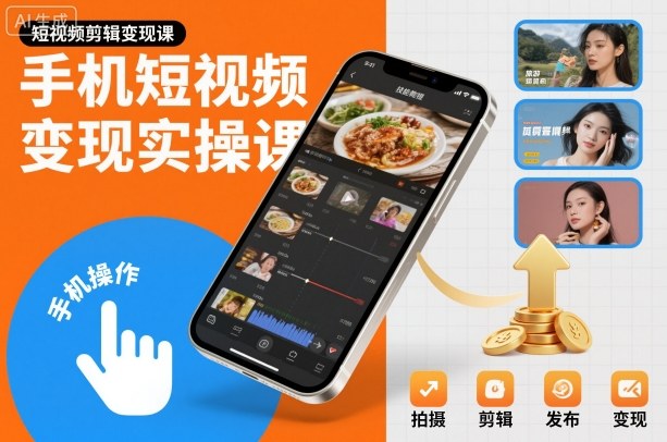 手机短视频变现实操课，短视频剪辑变现课-瀚洪创业网