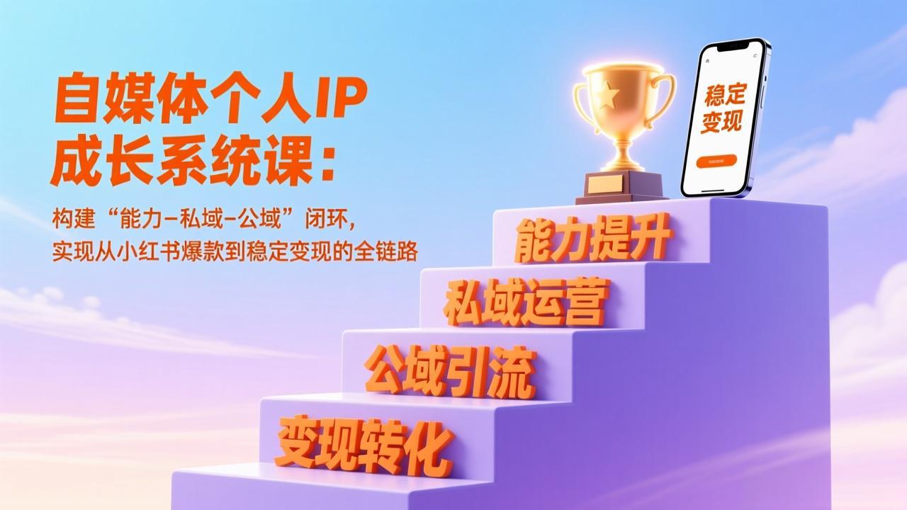 自媒体个人IP成长系统课：构建“能力-私域-公域”闭环，实现从小红书爆款到稳定变现的全链路-瀚洪创业网