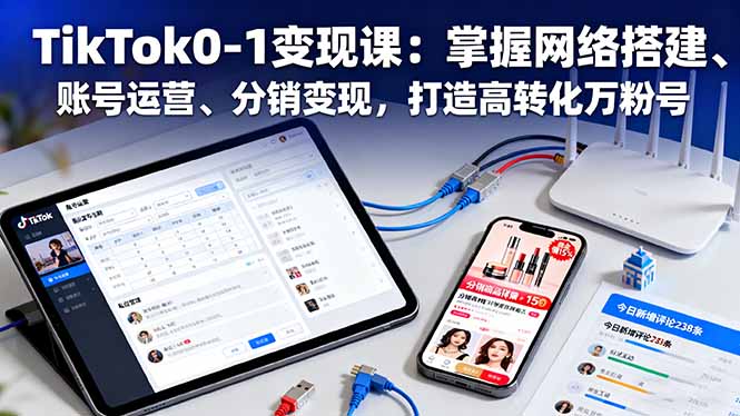 TikTok0-1变现课：掌握网络搭建、账号运营、分销变现，打造高转化万粉号-瀚洪创业网
