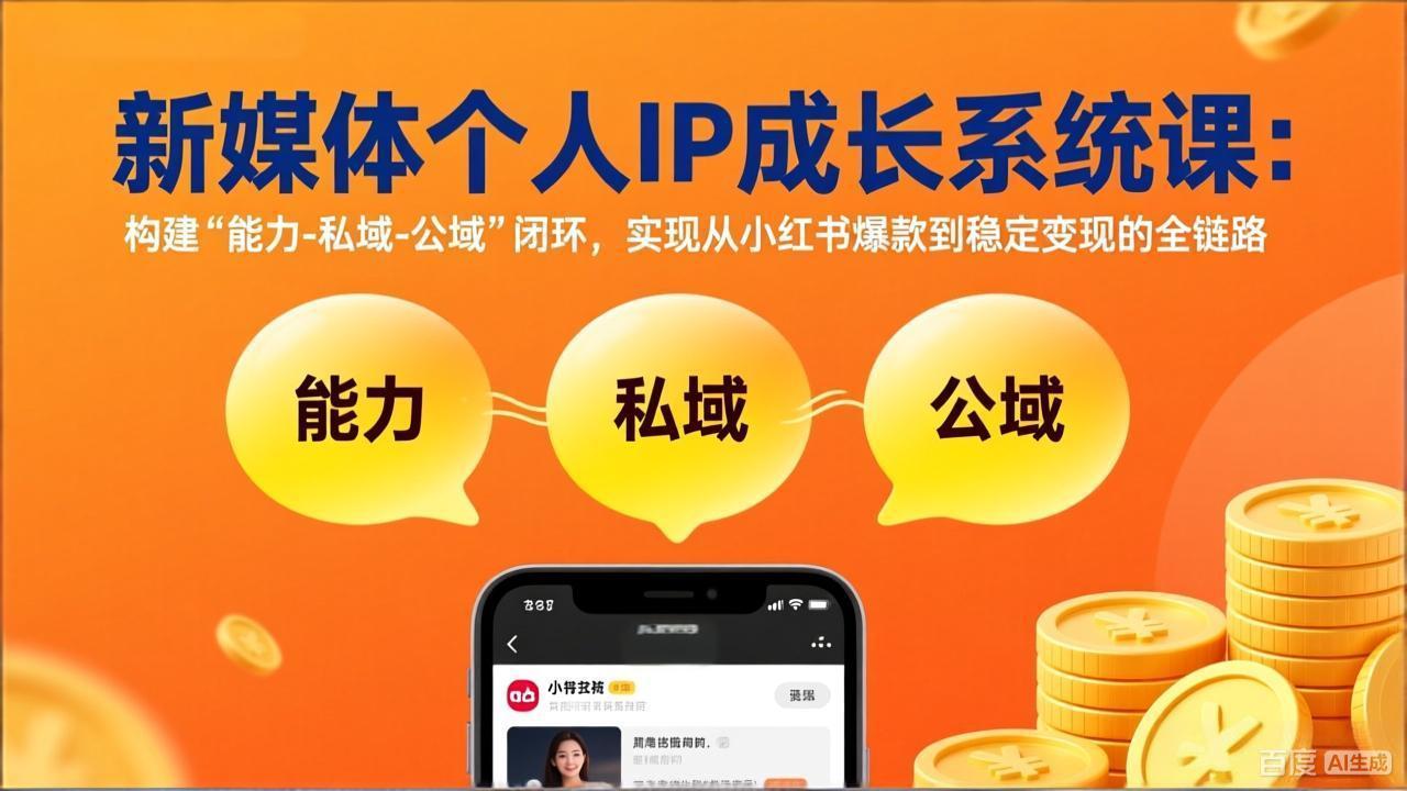 新媒体个人IP成长系统课-更新：构建“能力-私域-公域”闭环，实现从小红书爆款到稳定变现-瀚洪创业网