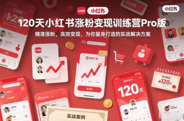 120天小红书涨粉变现训练营Pro版，​精准涨粉，高效变现​，为你量身打造的实战解决方案-瀚洪创业网