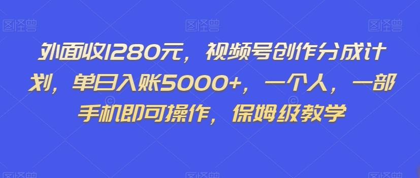 外面收1280元，视频号创作分成计划，单日入账5000+，一个人，一部手机即可操作，保姆级教学【揭秘】-瀚洪创业网