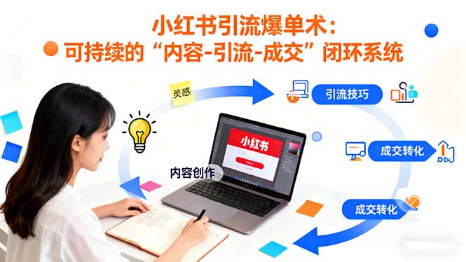 小红书引流爆单术：构建一套低成本 可持续的“内容-引流-成交”闭环系统-瀚洪创业网