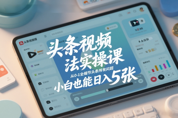 头条视频玩法实操课，从0-1全细节头条所有问题，小白也能日入5张-瀚洪创业网