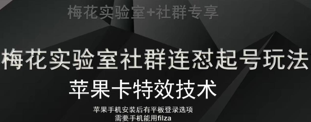 梅花实验室社群视频号连怼起号玩法，最新苹果卡特效技术-瀚洪创业网