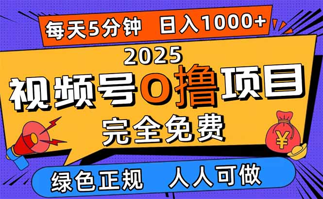 2025视频号0撸项目，5分钟一个号，日入1000+，人人可做-瀚洪创业网