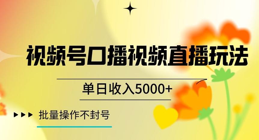 视频号囗播视频直播玩法，单日收入5000+，批量操作不封号【揭秘】-瀚洪创业网