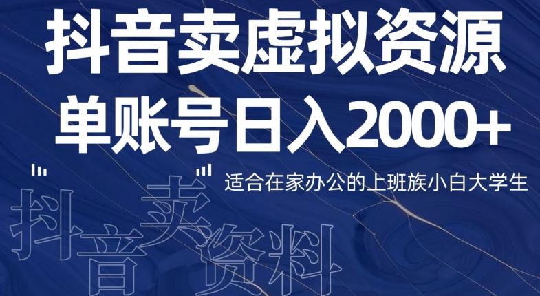 最新抖音卖虚拟资源部，单账户日入2000+适合在家办公-瀚洪创业网