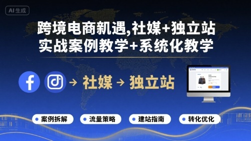 跨境电商新机遇，社媒+独立站，实战案例教学+系统化教学-瀚洪创业网