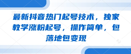 最新抖音热门起号技术，独家教学涨粉起号，操作简单，包落地包变现-瀚洪创业网