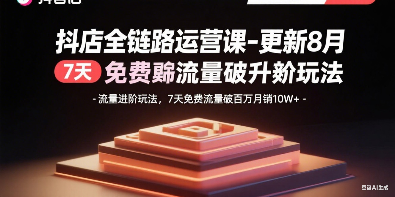 抖店全链路运营课-更新8月：流量进阶玩法，7天免费流量破百万月销10W+-瀚洪创业网