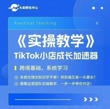 大卖家孵化中心TikTok实操课，TikTok小店成长加速器，跨境基础系统学习，一步一步带你开店-瀚洪创业网