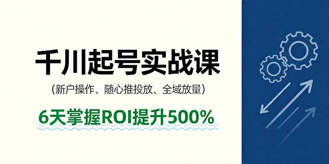 抖音千川起号实战课，新户操作,随心推投放,全域放量，6天掌握ROI提升500%-瀚洪创业网