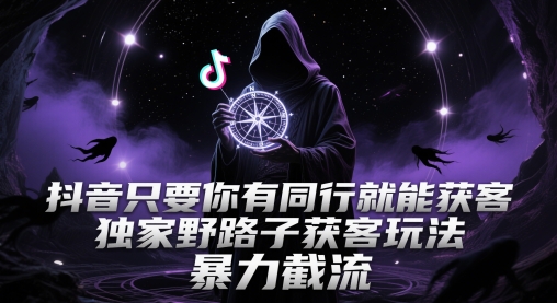 抖音只要你有同行就能获客，独家野路子获客玩法，暴力截流【揭秘】-瀚洪创业网