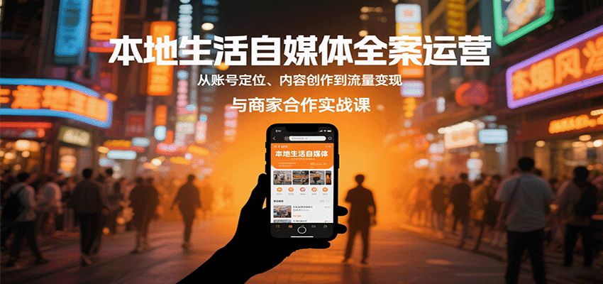本地生活自媒体全案运营，从账号定位、内容创作到流量变现与商家合作实战课-瀚洪创业网