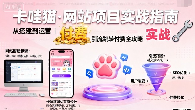 卡哇猫·网站项目，网站搭建与运营以及引流跳转付费-瀚洪创业网