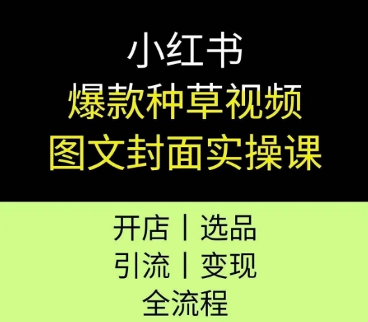 小红书爆款种草视频图文封面实操课，开店、选品、引流、变现全流程-瀚洪创业网