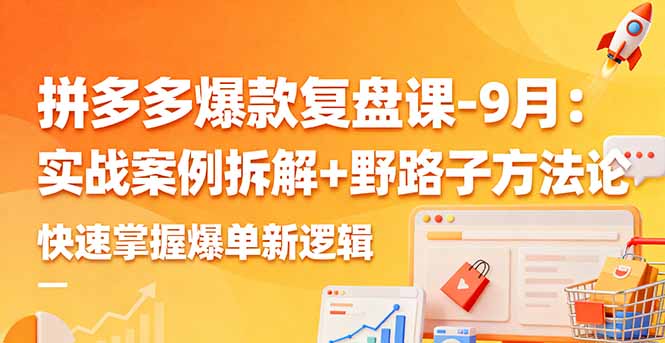 拼多多爆款复盘课-9月：实战案例拆解+野路子方法论，快速掌握爆单新逻辑-瀚洪创业网