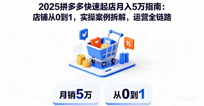 2025拼多多快速起店月入5万指南：店铺从0到1，实操案例拆解，运营全链路-瀚洪创业网