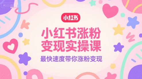 小红书涨粉变现实操课，最快速度带你涨粉变现-瀚洪创业网