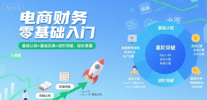 电商财务零基础入门，基础认知+基础实操+进阶突破，轻松掌握-瀚洪创业网