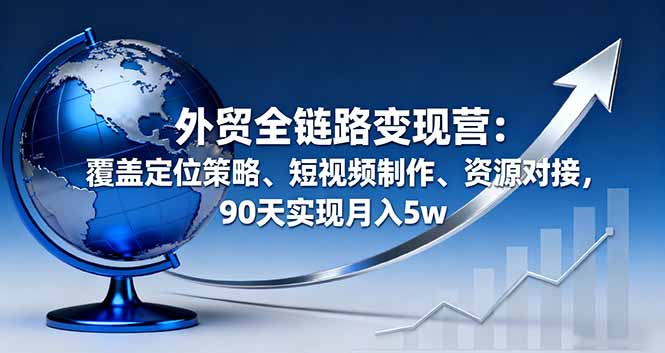 外贸全链路变现营：覆盖定位策略、短视频制作、资源对接，90天实现月入5w-瀚洪创业网