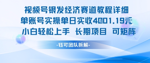 视频号银发经济赛道单账号实操单日实收1k+，小白轻松上手长期项目-瀚洪创业网
