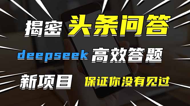 头条问答，刚出的新玩法！保证你没见过！用DeepSeek去高效答题，一个账…-瀚洪创业网