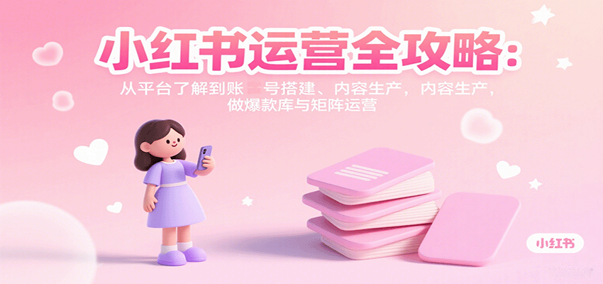 小红书运营全攻略：从平台了解到账号搭建、内容生产，做爆款库与矩阵运营-瀚洪创业网