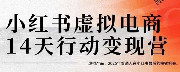 小红书虚拟电商14天变现训练营，虚拟产品，2025年普通人在小红书最后的搞钱机会(更新)-瀚洪创业网