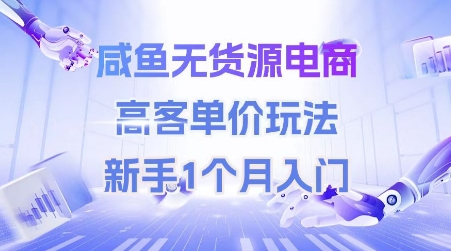咸鱼无货源电商，高客单价玩法，新手1个月入门-瀚洪创业网