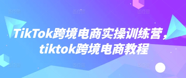 TikTok跨境电商实操训练营，tiktok跨境电商教程-瀚洪创业网