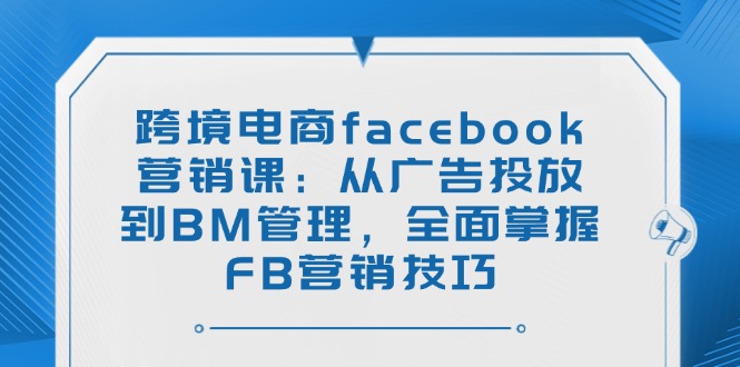 跨境电商facebook营销课：从广告投放到BM管理，全面掌握FB营销技巧-瀚洪创业网