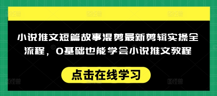 小说推文短篇故事混剪最新剪辑实操全流程，0基础也能学会小说推文教程，肯干多发日入多张-瀚洪创业网
