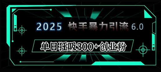2025年快手6.0保姆级教程震撼来袭，单日狂吸300+精准创业粉-瀚洪创业网