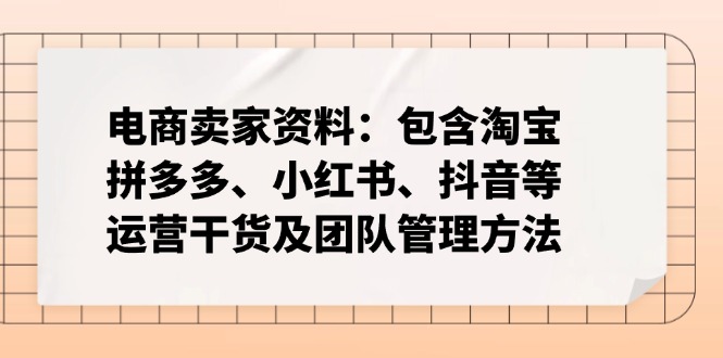 电商卖家资料：包含淘宝、拼多多、小红书、抖音等运营干货及团队管理方法-瀚洪创业网