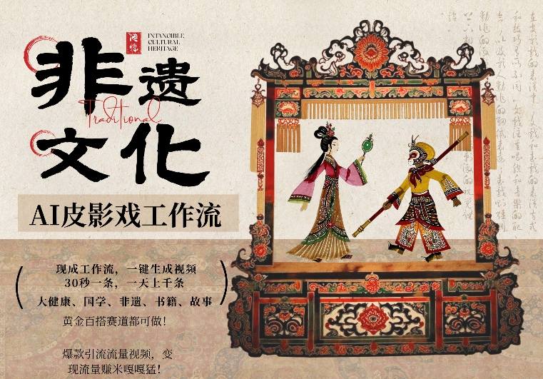AI一键生成民俗文化非遗皮影戏视频，一刀不剪无需剪辑，30S一条，一天上百条，流量财富嘎嘎猛-瀚洪创业网