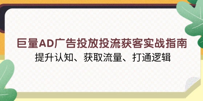 巨量AD广告投放投流获客实战指南，提升认知、获取流量、打通逻辑-瀚洪创业网