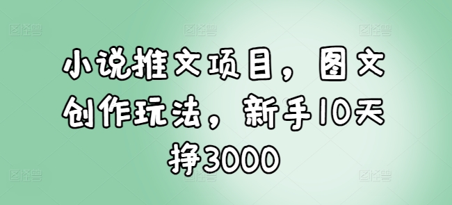 小说推文项目，图文创作玩法，新手10天挣3000-瀚洪创业网