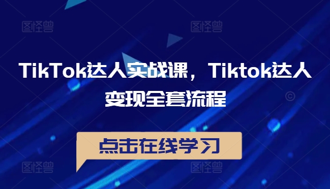 TikTok达人实战课，Tiktok达人变现全套流程-瀚洪创业网