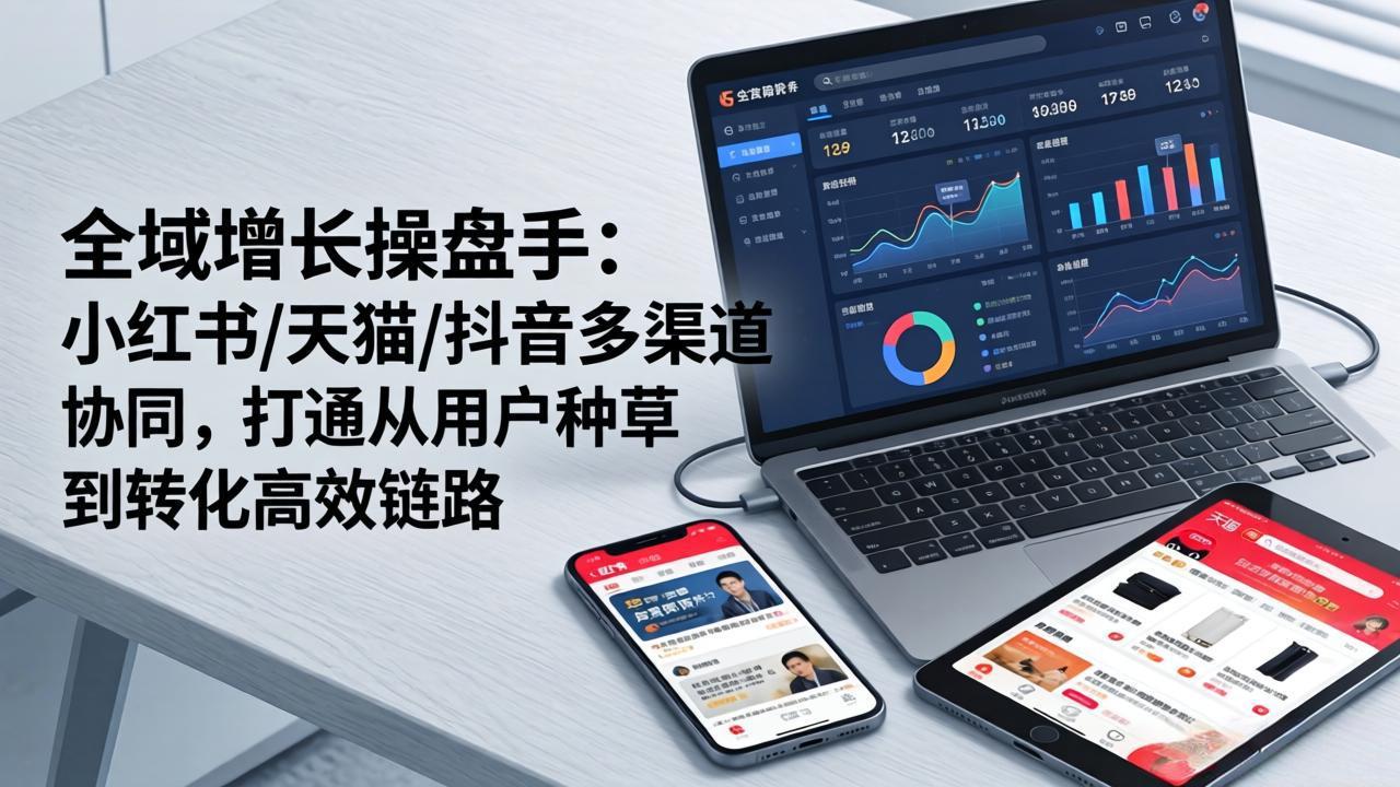 全域增长操盘手：小红书/天猫/抖音多渠道协同，打通从用户种草到转化高效链路-瀚洪创业网