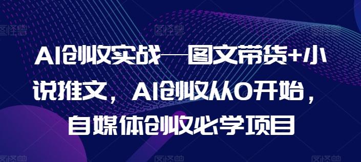 AI创收实战—图文带货+小说推文，AI创收从0开始，自媒体创收必学项目-瀚洪创业网