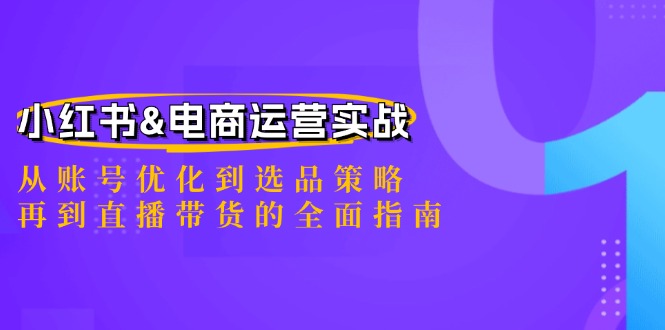 小红书&电商运营实战：从账号优化到选品策略，再到直播带货的全面指南-瀚洪创业网