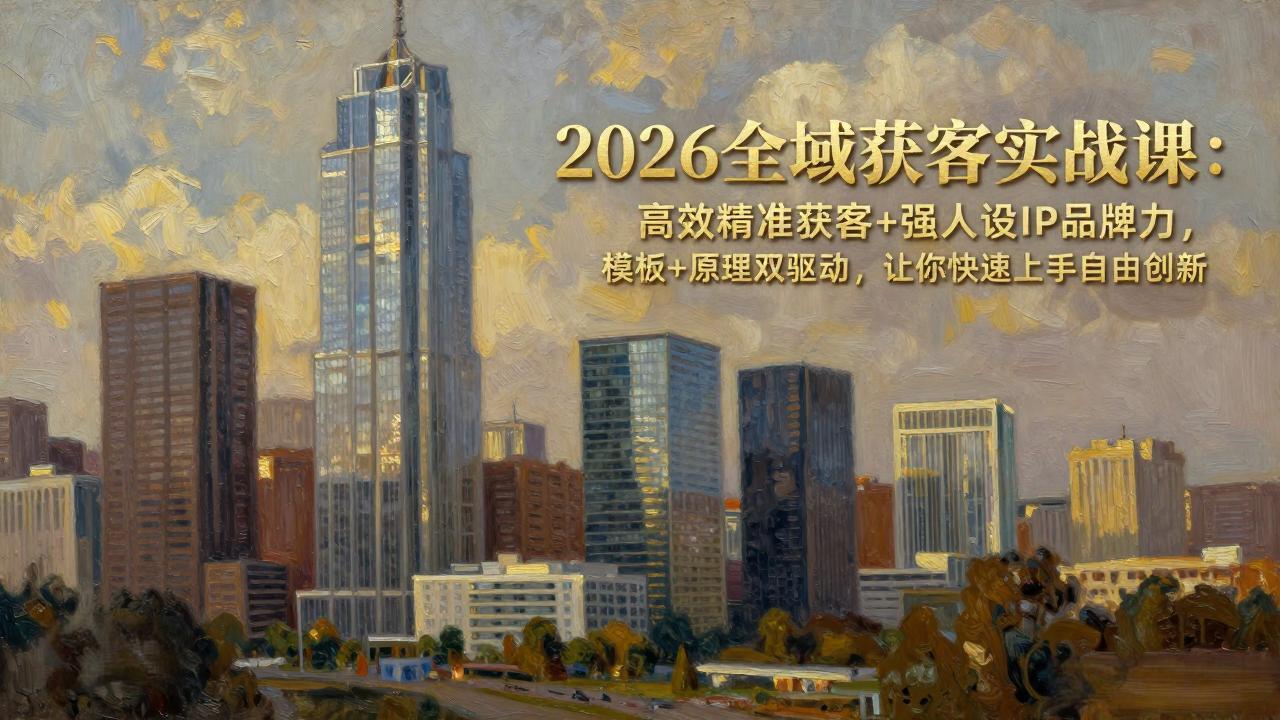 2026全域获客实战课：高效精准获客+强人设IP品牌力，模板+原理双驱动，让你快速上手自由创新-瀚洪创业网