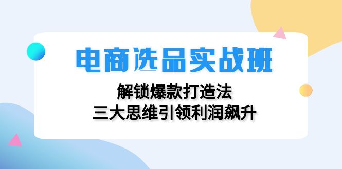 电商选品实战班：解锁爆款打造法，三大思维引领利润飙升-瀚洪创业网