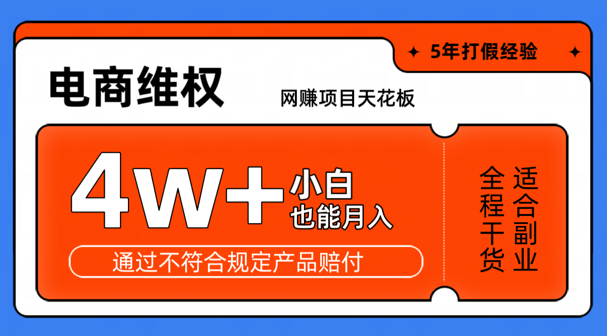 网赚项目天花板电商购物维权月收入稳定4w+独家玩法小白也能上手-瀚洪创业网