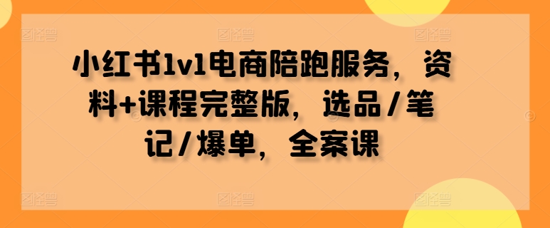 小红书1v1电商陪跑服务，资料+课程完整版，选品/笔记/爆单，全案课-瀚洪创业网