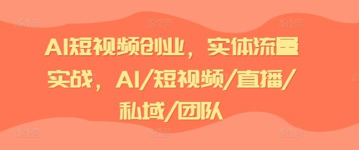 AI短视频创业，实体流量实战，AI/短视频/直播/私域/团队-瀚洪创业网